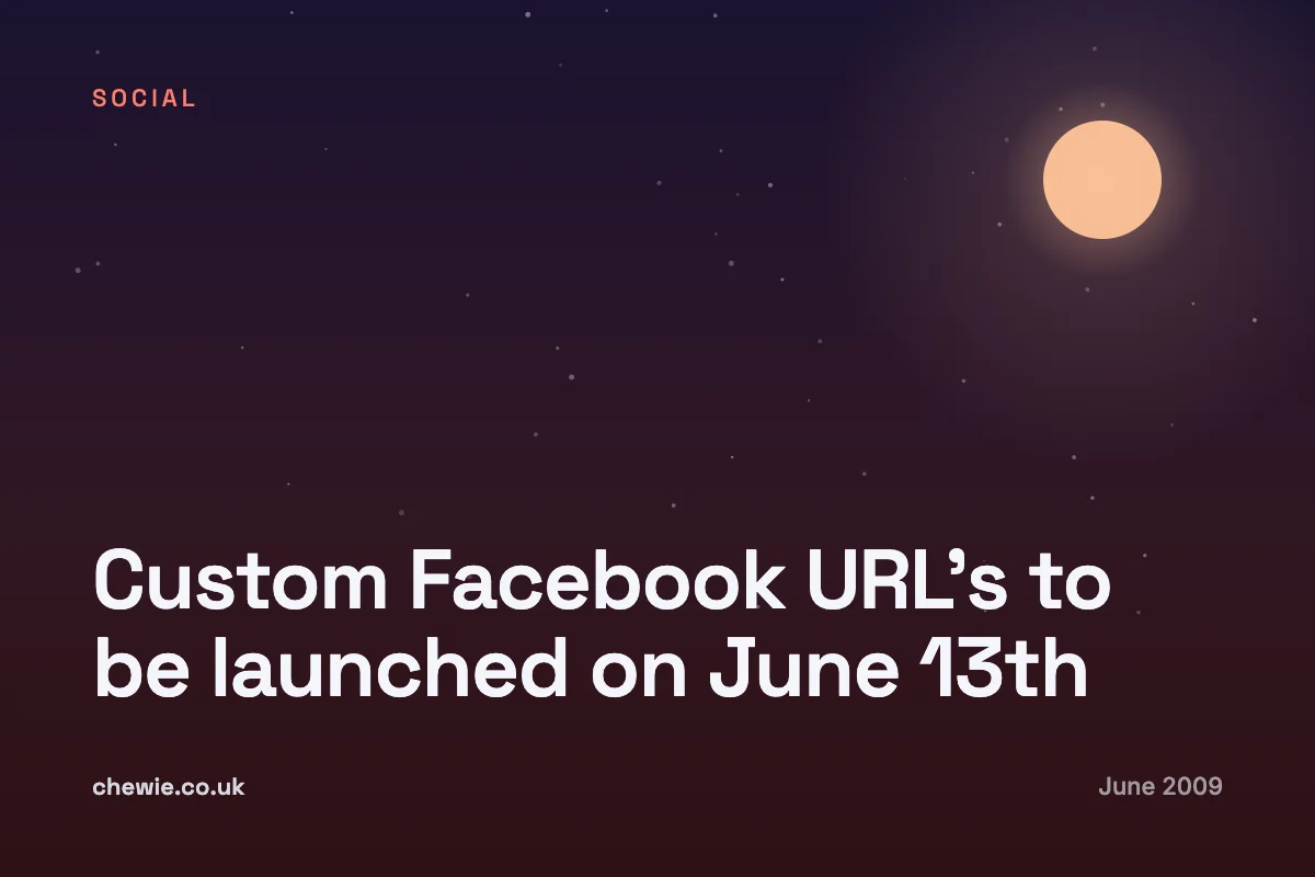 Custom Facebook URL’s to be launched on June 13th